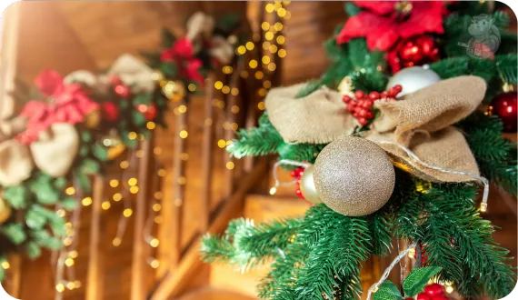 świąteczne ozdoby na schody w styli klasycznym